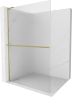 Mexen Kioto+ L paroi de douche avec étagère Walk-in 110 x 200 cm, verre trempé, doré brossé - 800-110-123-55-09
