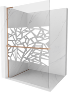 Mexen Kioto+ L écran de douche avec étagère Walk-in 110 x 200 cm, motif blanc, laiton brossé - 800-110-123-65-85