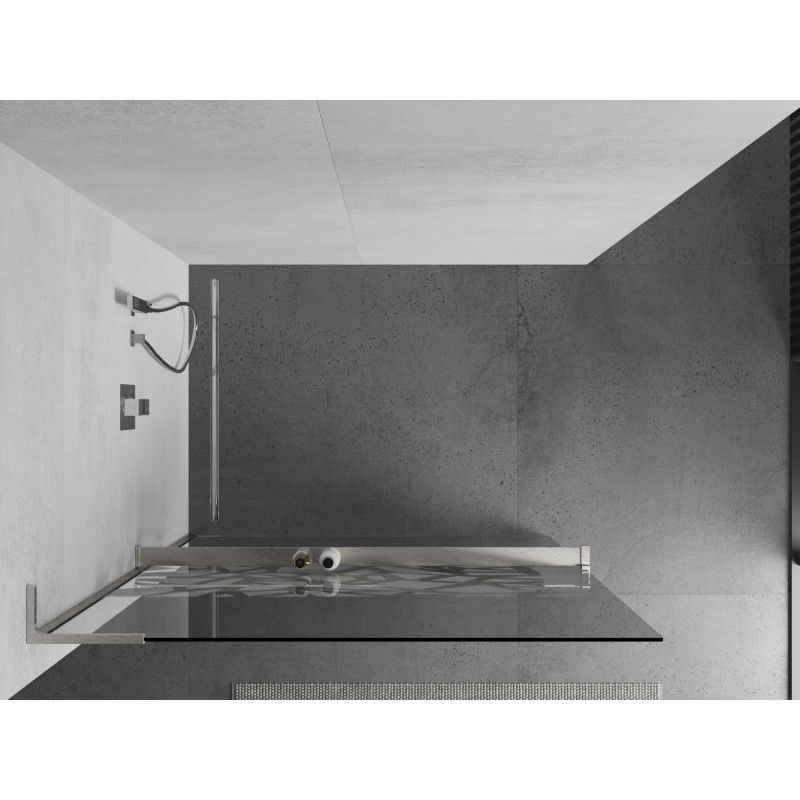 Mexen Kioto+ L Panneau de douche avec étagère Walk-in 70 x 200 cm, motif blanc, nickel brossé - 800-070-123-97-85