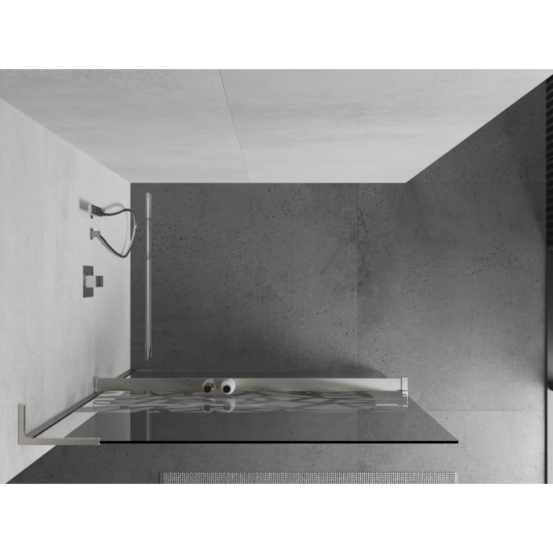Mexen Kioto+ L paroi de douche avec étagère Walk-in 80 x 200 cm, motif blanc, nickel brossé - 800-080-123-97-85