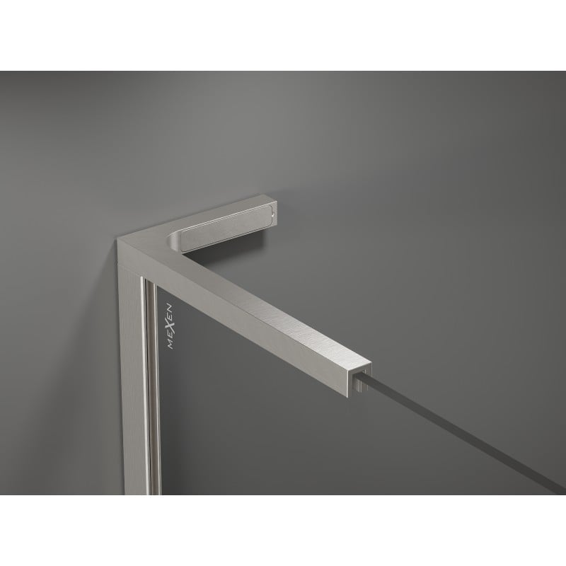 Mexen Kioto+ L paroi de douche avec étagère Walk-in 90 x 200 cm, motif blanc, nickel brossé - 800-090-123-97-85