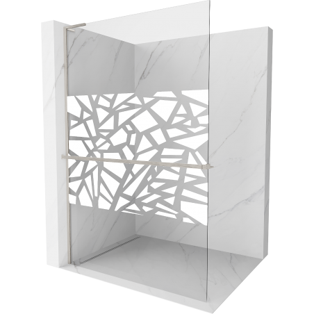 Mexen Kioto+ L paroi de douche avec étagère Walk-in 100 x 200 cm, motif blanc, nickel brossé - 800-100-123-97-85