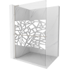 Mexen Kioto+ L paroi de douche avec étagère Walk-in 100 x 200 cm, motif blanc, nickel brossé - 800-100-123-97-85