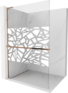 Mexen Kioto+ L paroi de douche avec étagère Walk-in 100 x 200 cm, motif blanc, or rose - 800-100-123-60-85