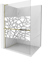 Mexen Kioto+ L paroi de douche avec étagère Walk-in 100 x 200 cm, motif blanc, or - 800-100-123-50-85