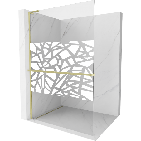 Mexen Kioto+ L paroi de douche avec étagère Walk-in 70 x 200 cm, motif blanc, doré brossé - 800-070-123-55-85