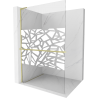 Mexen Kioto+ L paroi de douche avec étagère Walk-in 70 x 200 cm, motif blanc, doré brossé - 800-070-123-55-85
