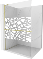 Mexen Kioto+ L cloison de douche avec étagère Walk-in 120 x 200 cm, motif blanc, or brossé - 800-120-123-55-85