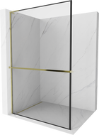 Mexen Kioto+ L paroi de douche avec étagère Walk-in 110 x 200 cm, motif noir, doré - 800-110-123-50-70