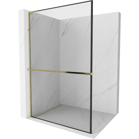 Mexen Kioto+ L paroi de douche avec étagère Walk-in 70 x 200 cm, motif noir, doré - 800-070-123-50-70