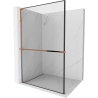 Mexen Kioto+ L paroi de douche avec étagère Walk-in 70 x 200 cm, motif noir, or rose - 800-070-123-60-70