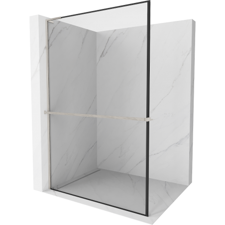 Mexen Kioto+ L paroi de douche avec étagère Walk-in 70 x 200 cm, motif noir, nickel brossé - 800-070-123-97-70