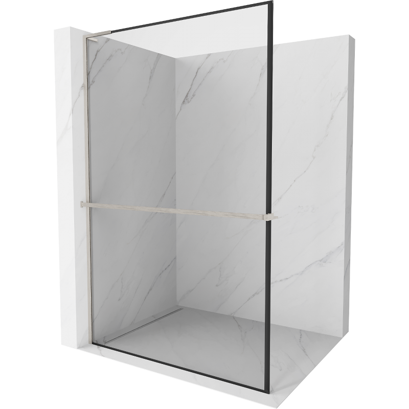 Mexen Kioto+ L paroi de douche avec étagère Walk-in 80 x 200 cm, motif noir, nickel brossé - 800-080-123-97-70