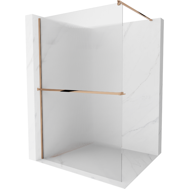 Mexen Kioto+ panneau de douche avec étagère Walk-in 80 x 200 cm, rayures, or rose - 800-080-121-60-09