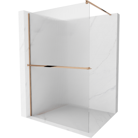 Mexen Kioto+ panneau de douche avec étagère Walk-in 80 x 200 cm, rayures, or rose - 800-080-121-60-09