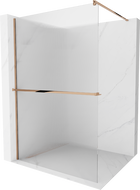 Mexen Kioto+ paroi de douche avec étagère Walk-in 80 x 200 cm, striée, or rose - 800-080-121-60-09