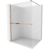 Mexen Kioto+ paroi de douche avec étagère Walk-in 90 x 200 cm, striée, or rose - 800-090-121-60-09