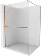 Mexen Kioto+ paroi de douche avec étagère Walk-in 80 x 200 cm, rayures, cuivre brossé - 800-080-121-65-09