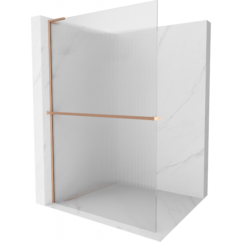 Mexen Kioto+ L paroi de douche avec étagère Walk-in 80 x 200 cm, rayures, cuivre brossé - 800-080-123-65-09