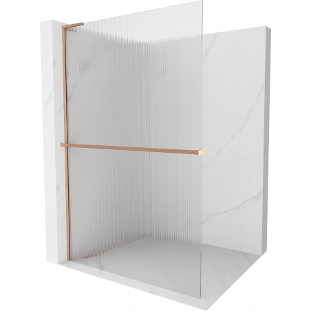 Mexen Kioto+ L paroi de douche avec étagère Walk-in 120 x 200 cm, rayures, cuivre brossé - 800-120-123-65-09