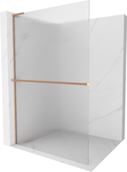 Mexen Kioto+ L paroi de douche avec étagère Walk-in 120 x 200 cm, rayures, cuivre brossé - 800-120-123-65-09