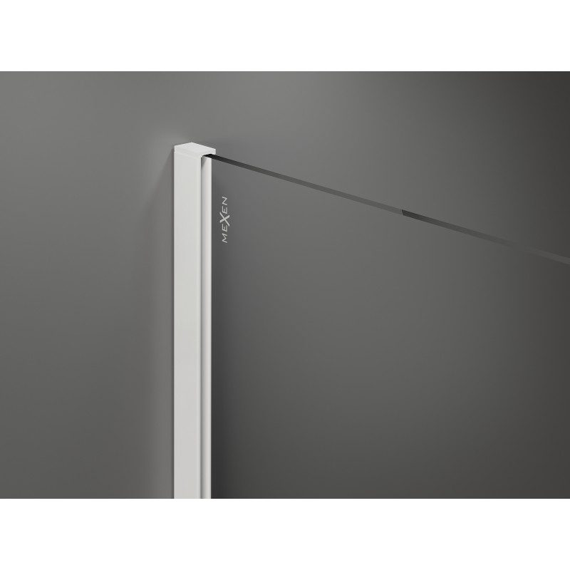 Mexen Kioto paroi de douche Walk-in 120 x 110 cm, cadre noir, blanc - 800-120-202-20-70-110