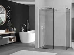 Mexen Kioto paroi de douche Walk-in 70 x 70 cm, motif noir, blanc - 800-070-202-20-70-070