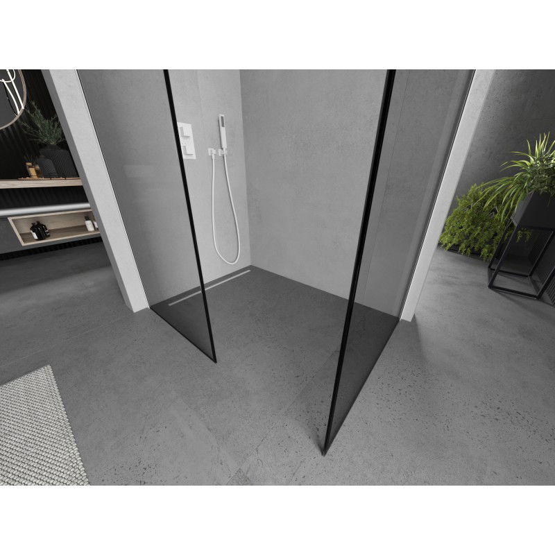 Mexen Kioto paroi de douche Walk-in 100 x 80 cm, cadre noir, blanc - 800-100-202-20-70-080