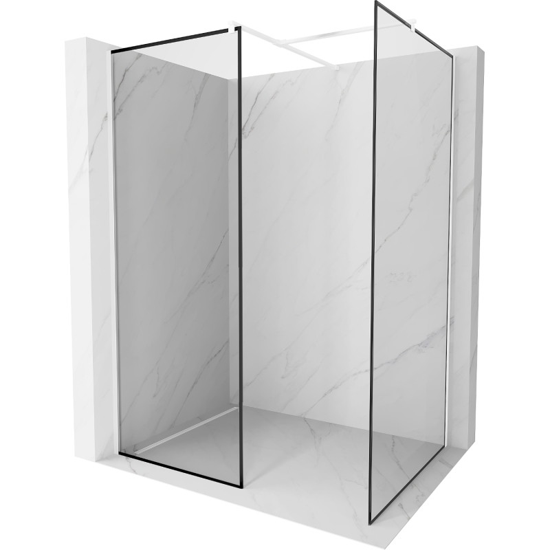 Mexen Kioto paroi de douche Walk-in 110 x 100 cm, cadre noir, blanc - 800-110-202-20-70-100
