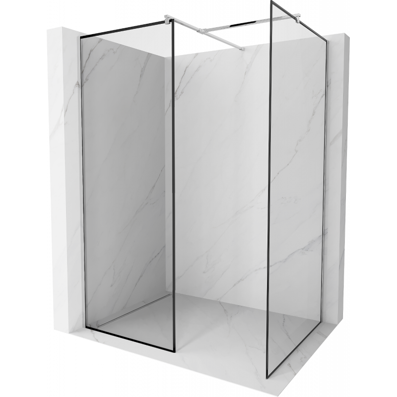 Mexen Kioto paroi de douche Walk-in 70 x 70 cm, motif noir, chrome - 800-070-202-01-70-070