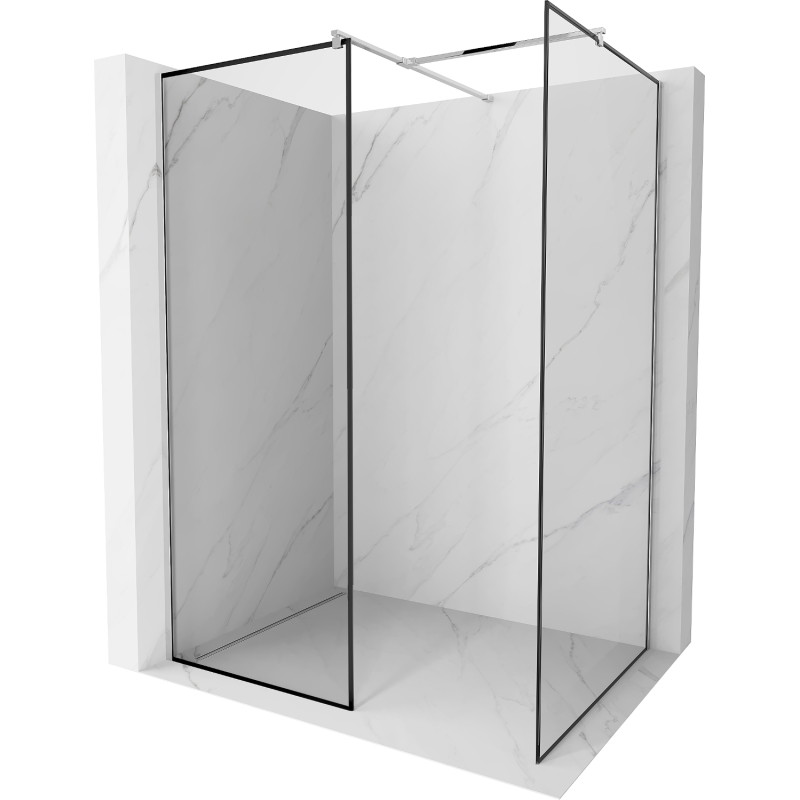 Mexen Kioto paroi de douche Walk-in 80 x 80 cm, cadre noir, chrome - 800-080-202-01-70-080