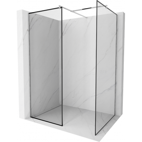 Mexen Kioto paroi de douche Walk-in 80 x 80 cm, cadre noir, chrome - 800-080-202-01-70-080