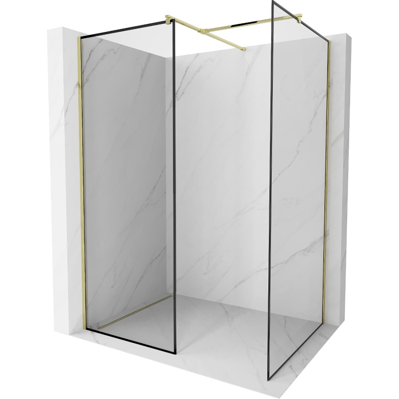 Mexen Kioto paroi de douche Walk-in 80 x 80 cm, cadre noir, or - 800-080-202-50-70-080