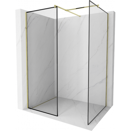 Mexen Kioto paroi de douche Walk-in 110 x 80 cm, cadre noir, doré - 800-110-202-50-70-080