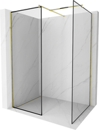 Mexen Kioto paroi de douche Walk-in 110 x 80 cm, cadre noir, doré - 800-110-202-50-70-080