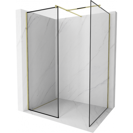 Mexen Kioto paroi de douche Walk-in 130 x 80 cm, cadre noir, doré - 800-130-202-50-70-080