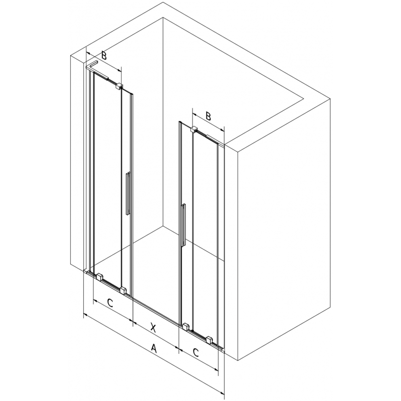 Mexen Velar L Duo portes de douche coulissantes 160 cm, graphite, blanc - 871-160-003-42-20