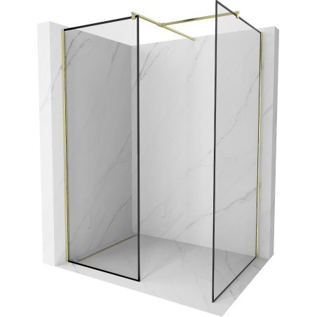 Mexen Kioto paroi de douche Walk-in 110 x 80 cm, cadre noir, doré brossé - 800-110-202-55-70-080