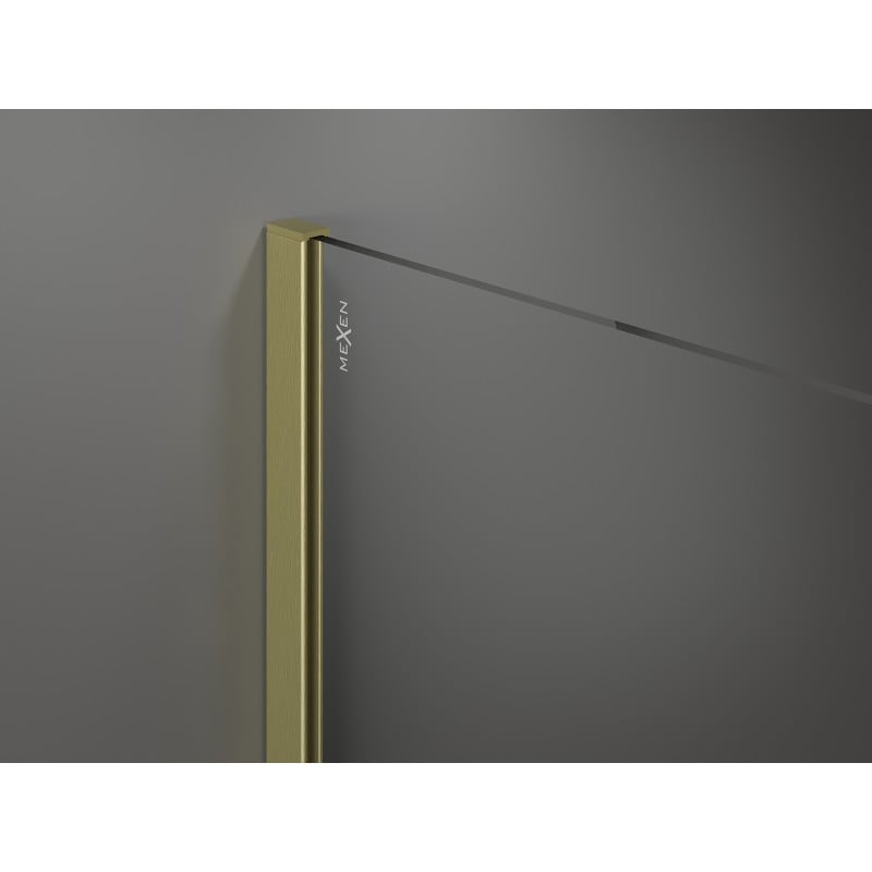 Mexen Kioto paroi de douche Walk-in 110 x 80 cm, cadre noir, doré brossé - 800-110-202-55-70-080