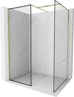 Mexen Kioto paroi de douche Walk-in 150 x 80 cm, cadre noir, doré brossé - 800-150-202-55-70-080