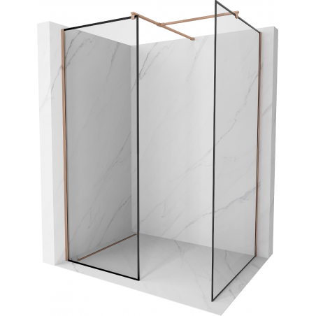 Mexen Kioto paroi de douche Walk-in 100 x 70 cm, motif noir, or rose - 800-100-202-60-70-070