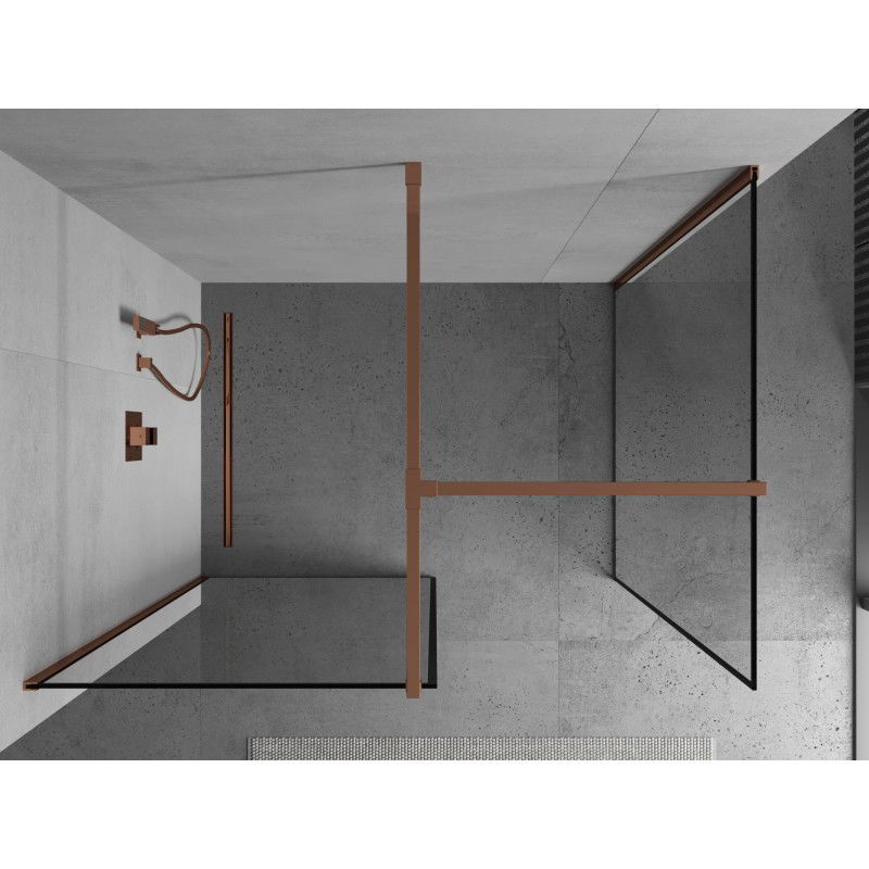 Mexen Kioto paroi de douche Walk-in 80 x 80 cm, cadre noir, or rose - 800-080-202-60-70-080
