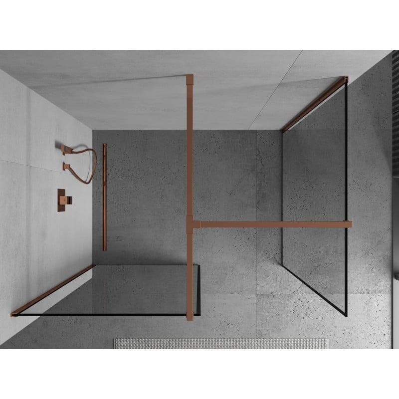 Mexen Kioto paroi de douche Walk-in 130 x 80 cm, cadre noir, or rose - 800-130-202-60-70-080