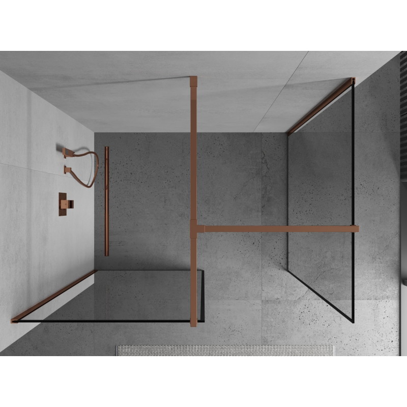 Mexen Kioto paroi de douche Walk-in 120 x 90 cm, cadre noir, or rose - 800-120-202-60-70-090