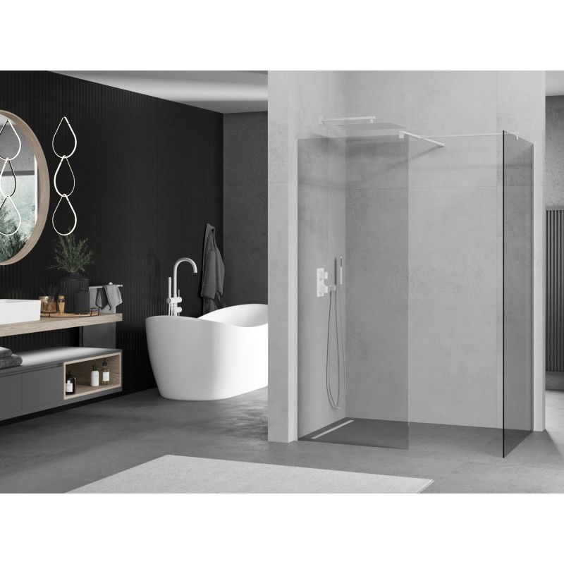 Mexen Kioto paroi de douche Walk-in 125 x 80 cm, transparent, blanc - 800-125-202-20-00-080