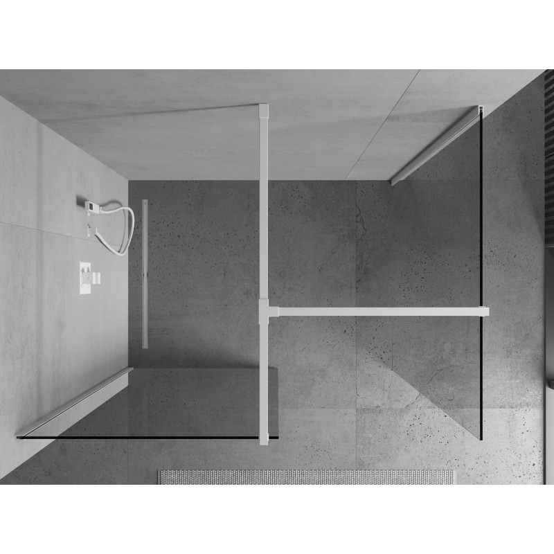 Mexen Kioto paroi de douche Walk-in 125 x 100 cm, transparent, blanc - 800-125-202-20-00-100