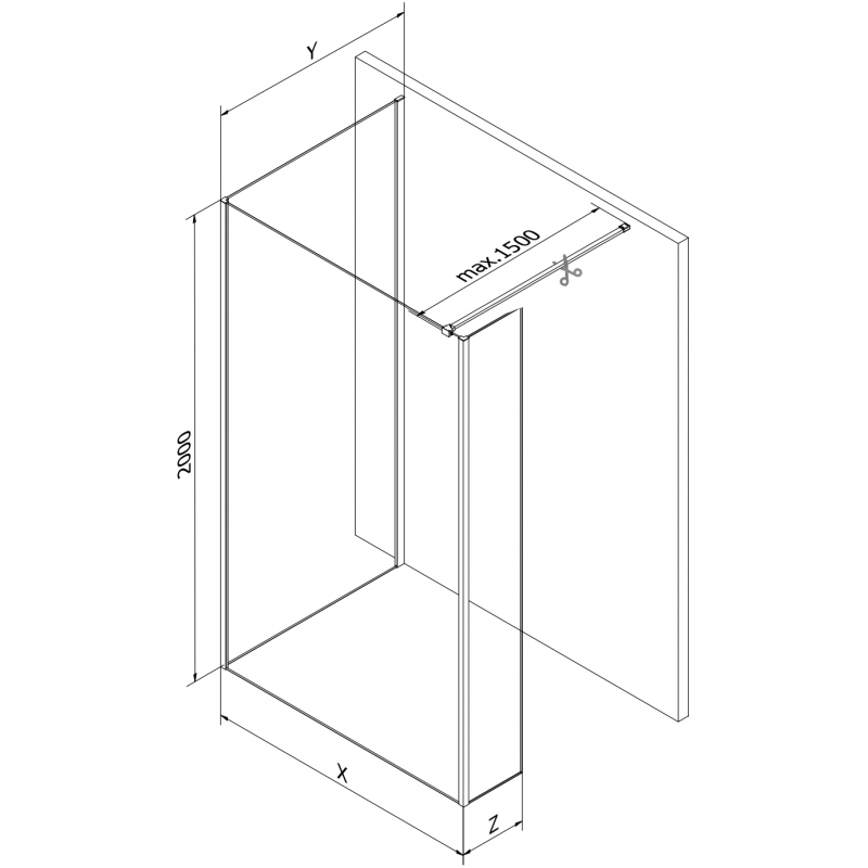 Mexen Kioto paroi de douche Walk-in 120 x 115 x 40 cm, transparent, noir - 800-120-115-221-70-00-040