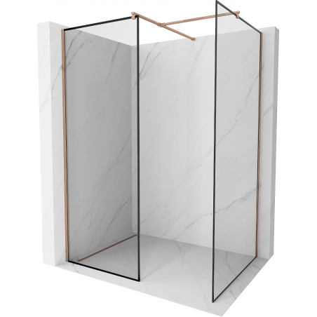 Mexen Kioto cloison de douche Walk-in 110 x 100 cm, cadre noir, or rose - 800-110-202-60-70-100