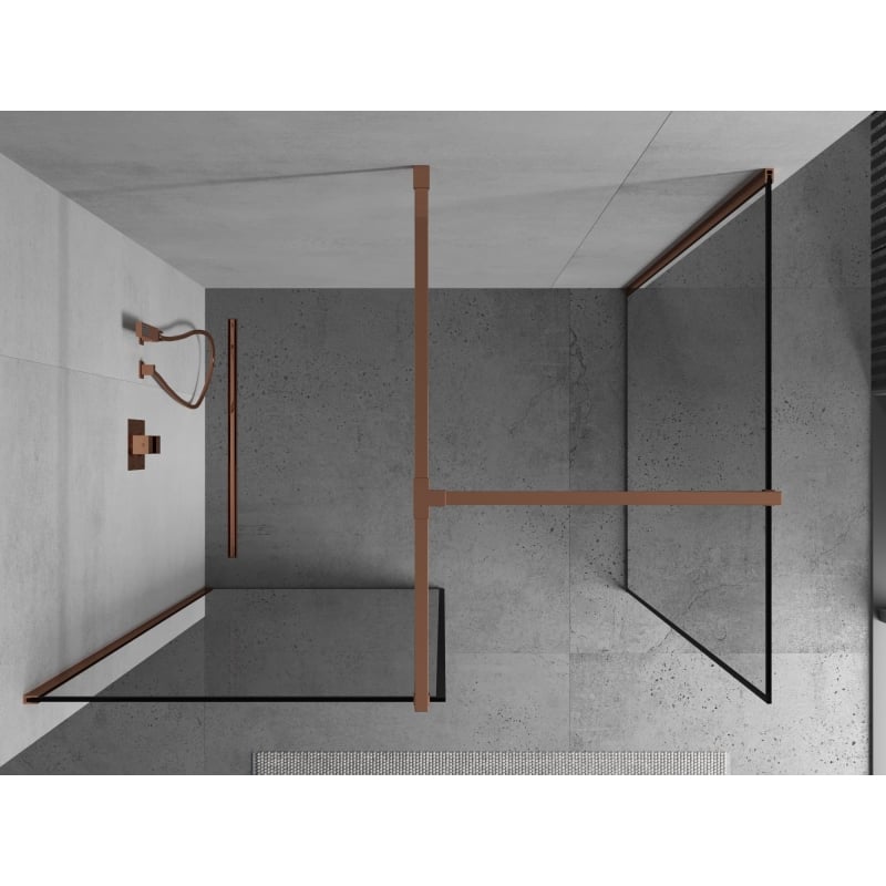 Mexen Kioto cloison de douche Walk-in 110 x 100 cm, cadre noir, or rose - 800-110-202-60-70-100