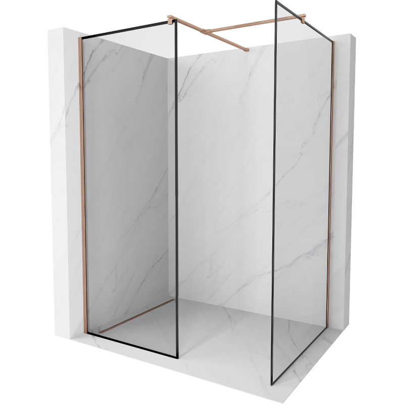 Mexen Kioto paroi de douche Walk-in 130 x 100 cm, cadre noir, or rose - 800-130-202-60-70-100
